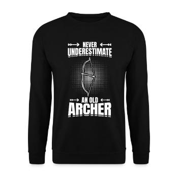 Never Underestimate An Old Archer - Unisex Pullover - Schwarz - Vorne - Alina (178cm) & Michal (187cm)