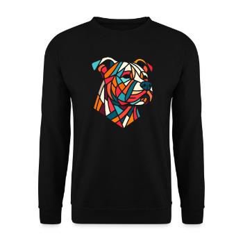 Staffordshire geometric bull terrier, staffy - Unisex Sweatshirt - black - Front - Alina (178cm) & Michal (187cm)