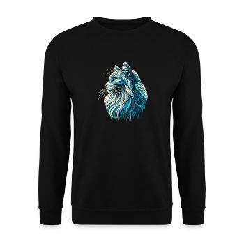 Blue cat head, geometric art, polygons - Unisex Sweatshirt - black - Front - Alina (178cm) & Michal (187cm)