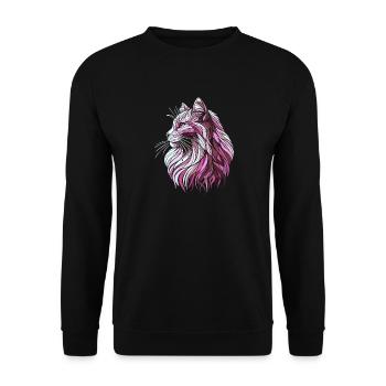 Pink cat head geometric art polygons - Unisex Sweatshirt - black - Front - Alina (178cm) & Michal (187cm)