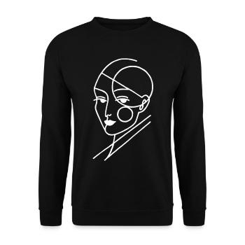 White geometric human - Unisex Sweatshirt - black - Front - Alina (178cm) & Michal (187cm)