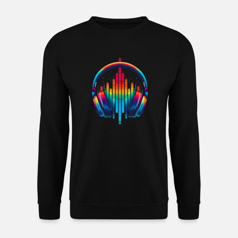 Lebendiger Klang Kopfhörer Regenbogen - Unisex Pullover - Schwarz