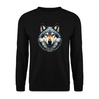 Wolf - Unisex Pullover - Schwarz - Vorne - Alina (178cm) & Michal (187cm)