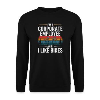 Corporate Employee Who Likes Bikes - Unisex Sweatshirt - black - Front - Alina (178cm) & Michal (187cm)