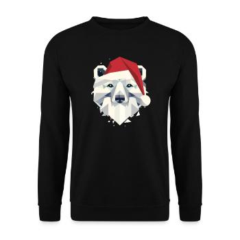 Christmas polar bear with Santa hat and beard - Unisex Sweatshirt - black - Front - Alina (178cm) & Michal (187cm)