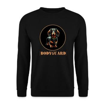 Bodyguard Dackel Langhaardackel - Unisex Pullover - Schwarz - Vorne - Alina (178cm) & Michal (187cm)