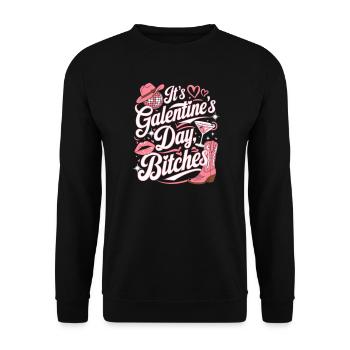 Lustige Party zum Galentine‘s Day - Unisex Pullover - Schwarz - Vorne - Alina (178cm) & Michal (187cm)