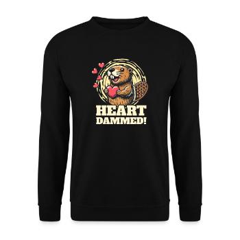Heart Dammed - Cute Beaver Design for Valentine's Day - Unisex Sweatshirt - black - Front - Alina (178cm) & Michal (187cm)