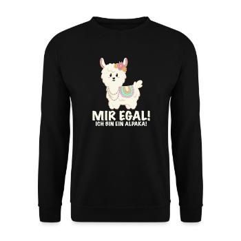 Alpaka mit lustigem Spruch und Blumen - Unisex Pullover - Schwarz - Vorne - Alina (178cm) & Michal (187cm)