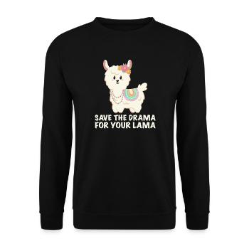 Save the drama for your lama - Unisex Sweatshirt - black - Front - Alina (178cm) & Michal (187cm)