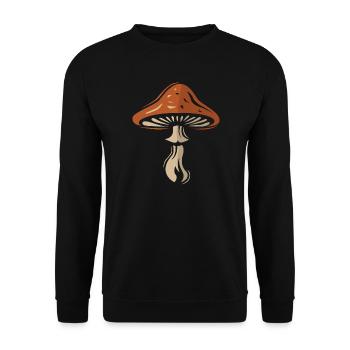 Toadstool Symbol - Nature and Mushrooms - Unisex Sweatshirt - black - Front - Alina (178cm) & Michal (187cm)