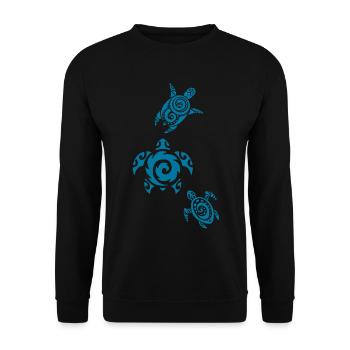 Three blue sea turtles - Unisex Sweatshirt - black - Front - Alina (178cm) & Michal (187cm)