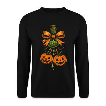 Halloween Zaubertrank mit Kürbissen - Unisex Pullover - Schwarz - Vorne - Alina (178cm) & Michal (187cm)