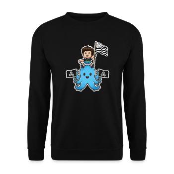 Bretagne Breizh – Bretonisches Kind Oktopus Gwenn ha Du - Unisex Pullover - Schwarz - Vorne - Alina (178cm) & Michal (187cm)