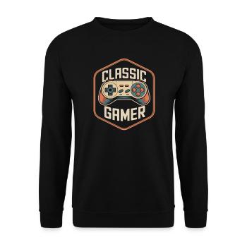 Classic Gamer Retro Controller Nostalgia - Unisex Sweatshirt - black - Front - Alina (178cm) & Michal (187cm)