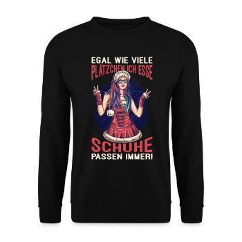 Weihnachtsgeschenk Frauen Plätzchen Lustig Idee - Unisex Pullover - Schwarz - Vorne - Alina (178cm) & Michal (187cm)