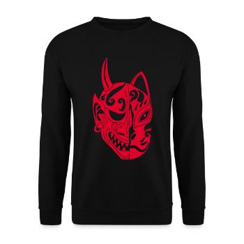 Japanese Red Demon Cat - Unisex Sweatshirt - black - Front - Alina (178cm) & Michal (187cm)