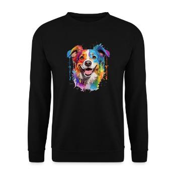 Regenbogen Hund Porträt - Unisex Pullover - Schwarz - Vorne - Alina (178cm) & Michal (187cm)