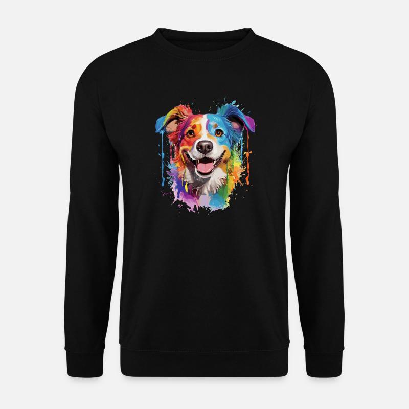 Regenbogen Hund Porträt - Unisex Pullover - Schwarz