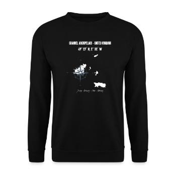 Conception de la carte des îles Anglo-Normandes - Sweat-shirt Unisexe - noir - Devant - Alina (178cm) & Michal (187cm)