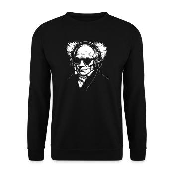 Vintage Schopenhauer Deutscher Philosoph Porträt - Unisex Pullover - Schwarz - Vorne - Alina (178cm) & Michal (187cm)
