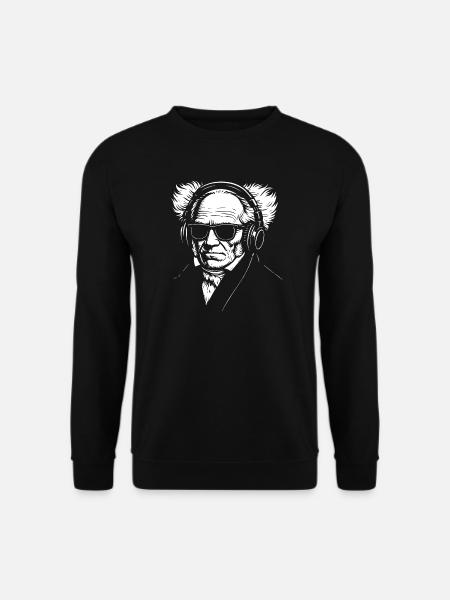 Vintage Schopenhauer Deutscher Philosoph Porträt - Unisex Pullover - Schwarz