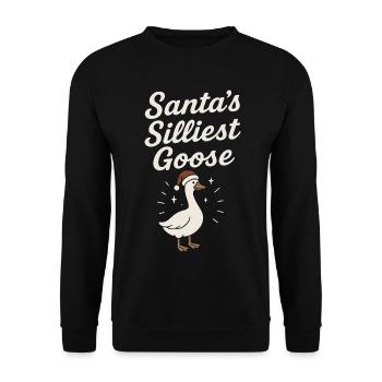 Die dümmste Gans des Weihnachtsmanns Weihnachten Lustiger Weihnachtsmann - Unisex Pullover - Schwarz - Vorne - Alina (178cm) & Michal (187cm)