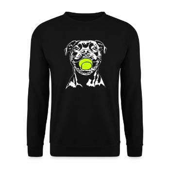 Staffordshire Bull Terrier Balljunkie Wilsigns - Unisex Pullover - Schwarz - Vorne - Alina (178cm) & Michal (187cm)