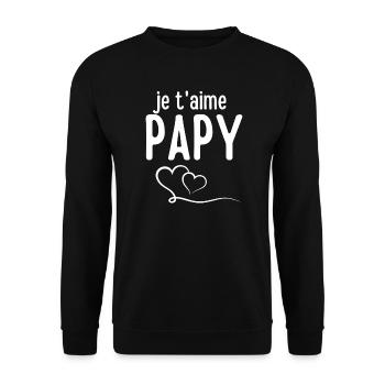 Je t'aime Papy Typographie - Sweat-shirt Unisexe - noir - Devant - Alina (178cm) & Michal (187cm)