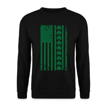 USA Shamrock Saint Patrick’s Day US Flagge - Unisex Pullover - Schwarz - Vorne - Alina (178cm) & Michal (187cm)