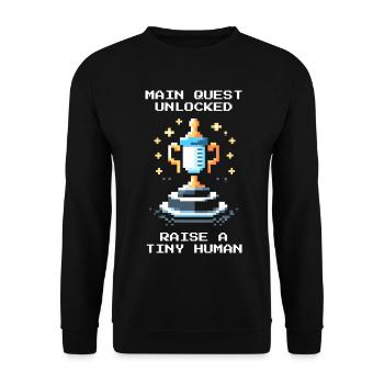 Quête principale débloquée | Élever un enfant - Sweat-shirt Unisexe - noir - Devant - Alina (178cm) & Michal (187cm)