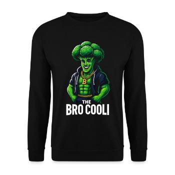 Funny Broccoli Shirt for Gym Lovers and Vegetarian - Unisex Sweatshirt - black - Front - Alina (178cm) & Michal (187cm)
