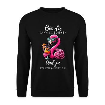 Flamingo Cocktail Party - Unisex Sweatshirt - black - Front - Alina (178cm) & Michal (187cm)