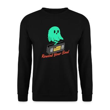 Geist Kassette Rewind Your Soul - Unisex Pullover - Schwarz - Vorne - Alina (178cm) & Michal (187cm)