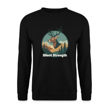 Silent strength deer in the forest - Unisex Sweatshirt - black - Front - Alina (178cm) & Michal (187cm)