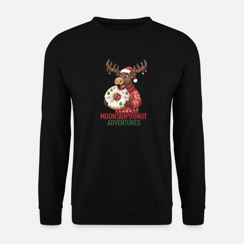 Weihnachten - lustiger Elch - Winter Donut - Unisex Pullover - Schwarz