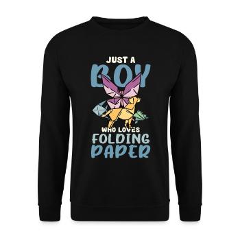 Boy Loves Origami Folding Art - Unisex Sweatshirt - black - Front - Alina (178cm) & Michal (187cm)