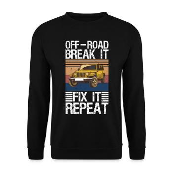 Tout-terrain, casse-le, répare-le, répète, chemise, hommes femmes de - Sweat-shirt Unisexe - noir - Devant - Alina (178cm) & Michal (187cm)
