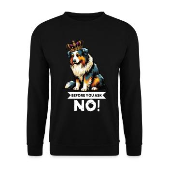 Avant de demander aux Australian Shepherds Aussie Aussies - Sweat-shirt Unisexe - noir - Devant - Alina (178cm) & Michal (187cm)