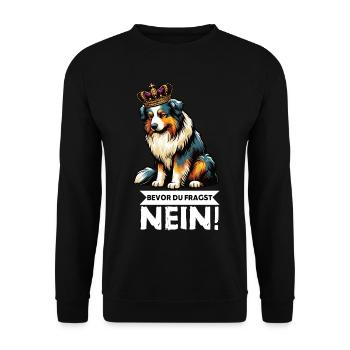 Before you ask: Australian Shepherd Aussie Aussie - Unisex Sweatshirt - black - Front - Alina (178cm) & Michal (187cm)
