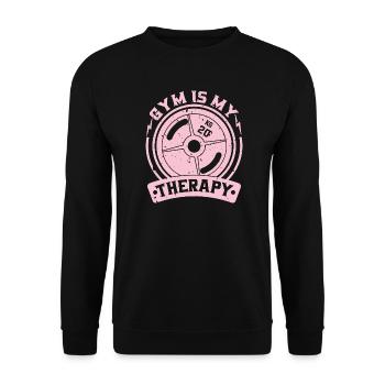 Gym is my therapy weight plate - Unisex Sweatshirt - black - Front - Alina (178cm) & Michal (187cm)