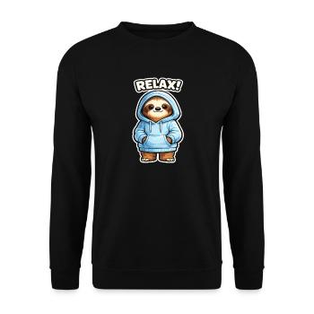 Relax Sloth Hoodie - Unisex Sweatshirt - black - Front - Alina (178cm) & Michal (187cm)