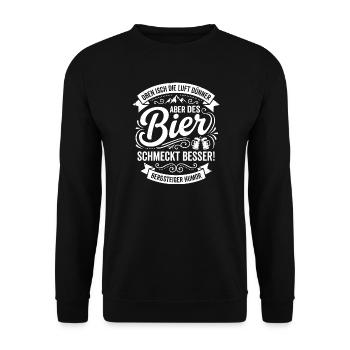 Bier auf Bergpfad Humor - Unisex Pullover - Schwarz - Vorne - Alina (178cm) & Michal (187cm)