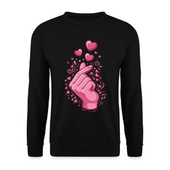 Finger Heart Kpop Koreanische Musik Süße Liebe Korea - Unisex Pullover - Schwarz - Vorne - Alina (178cm) & Michal (187cm)