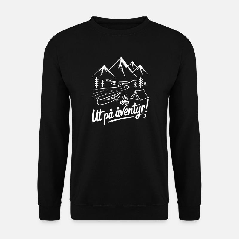 Bergabenteuer mit Zelt und Fluss - Unisex Pullover - Schwarz