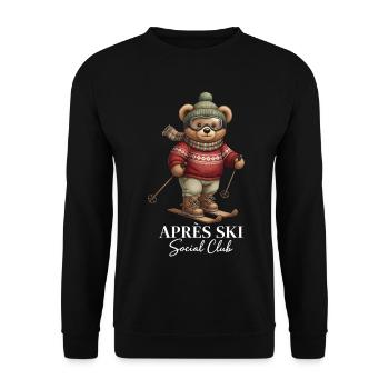 Apres Ski Social Club Ski Teddybär - Unisex Pullover - Schwarz - Vorne - Alina (178cm) & Michal (187cm)