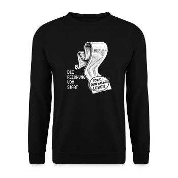 Die Rechnung Vom Staat. Steuern Humor - Unisex Pullover - Schwarz - Vorne - Alina (178cm) & Michal (187cm)