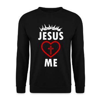jesus loves me - Unisex Sweatshirt - black - Front - Alina (178cm) & Michal (187cm)