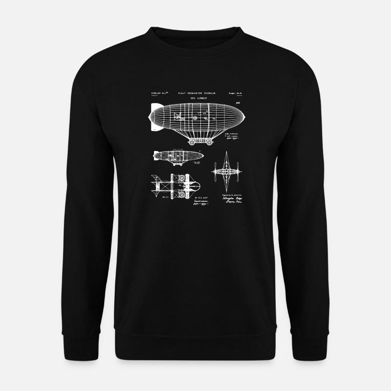 Zeppelin Blueprint Sketch - Unisex Sweatshirt - black
