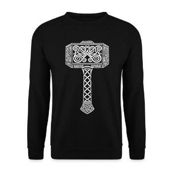 Mjölnir Thor's Hammer Viking Norse Mascot - Unisex Sweatshirt - black - Front - Alina (178cm) & Michal (187cm)
